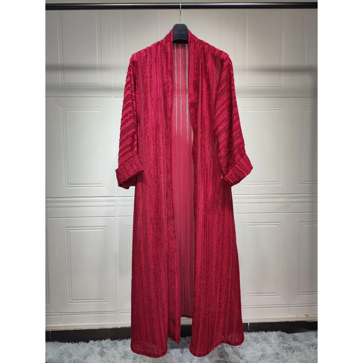 Vintage Knitted Cardigan Abaya | Modest Longline Open Front Jacket for Women (MOA217) - Image 4