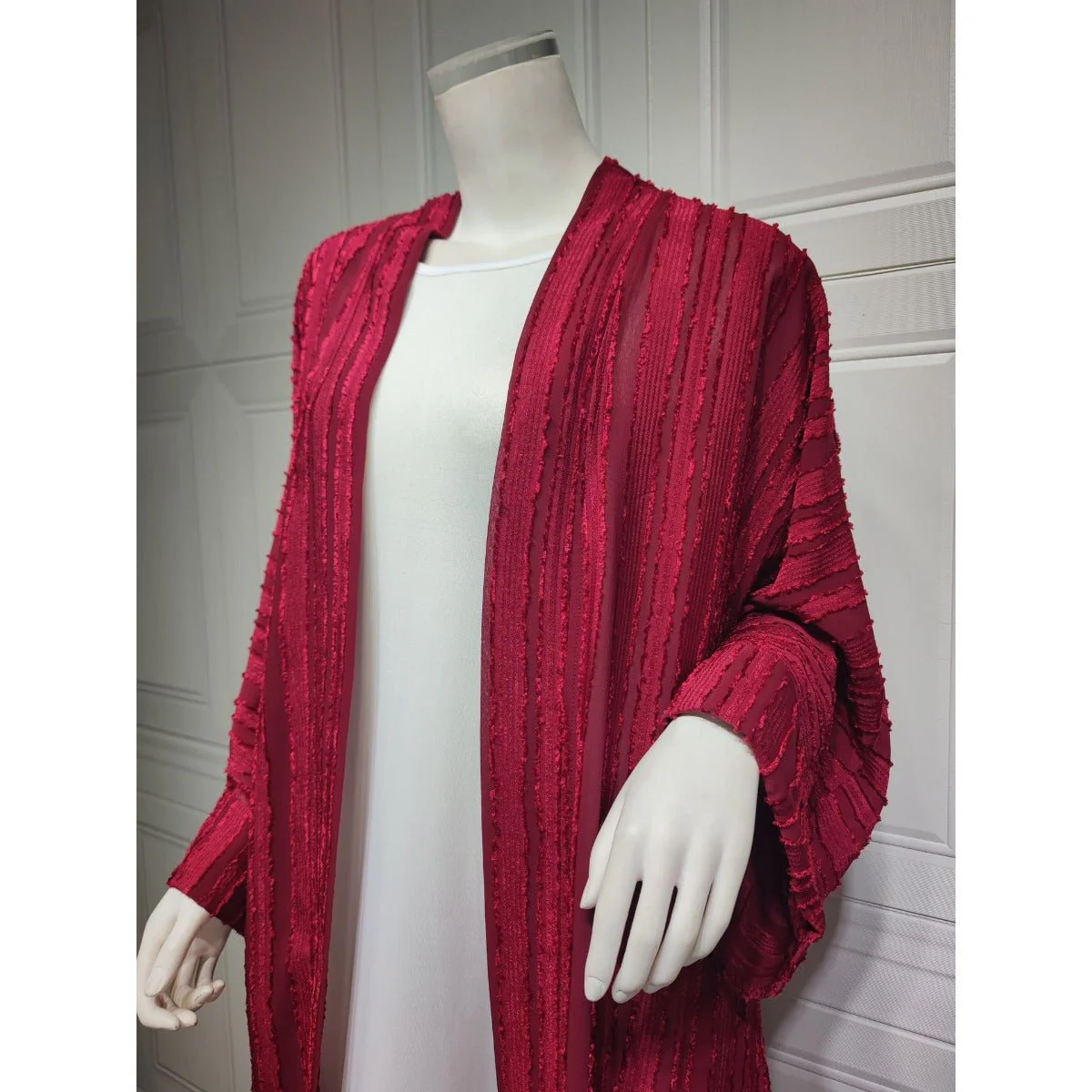 Vintage Knitted Cardigan Abaya | Modest Longline Open Front Jacket for Women (MOA217) - Image 5