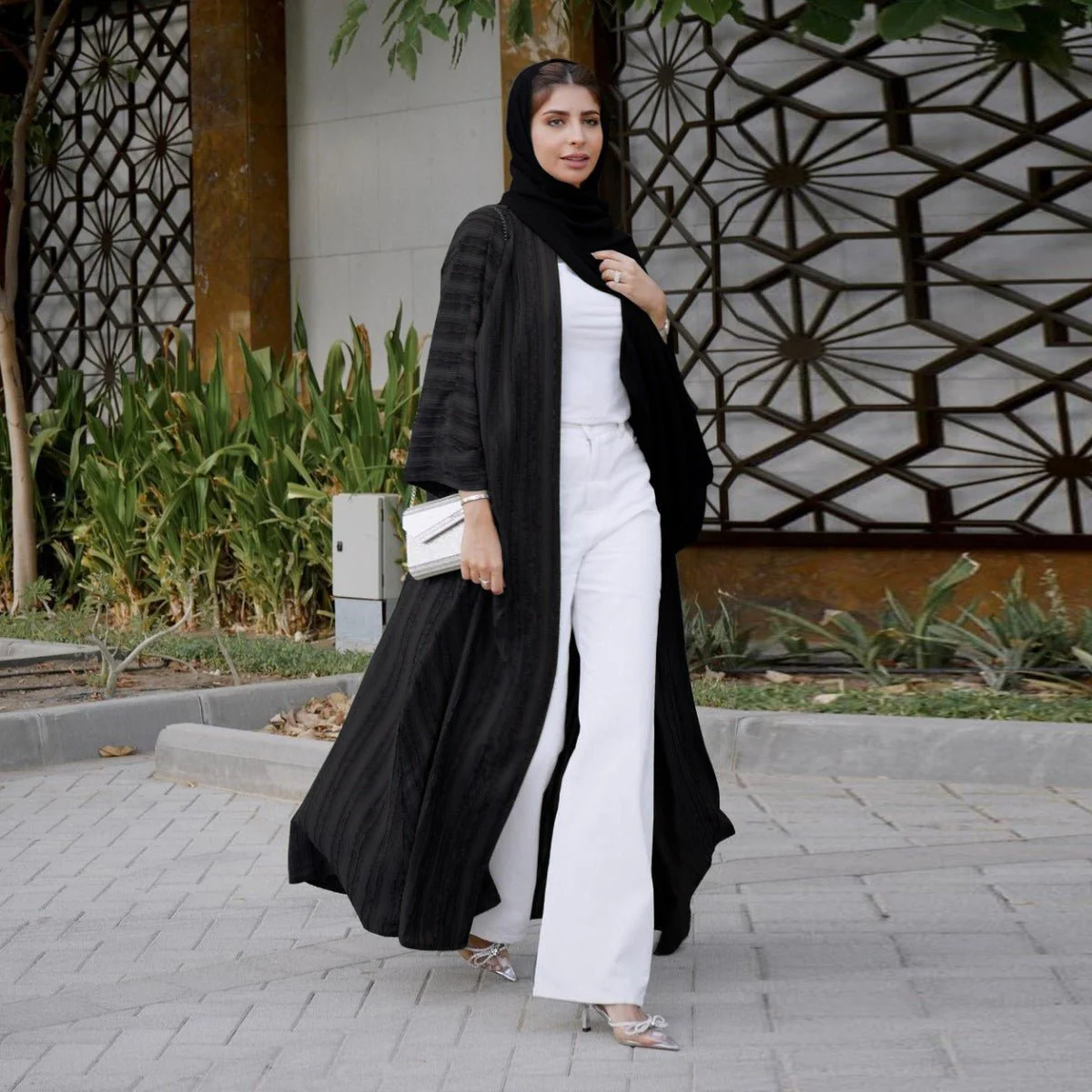 Vintage Knitted Cardigan Abaya | Modest Longline Open Front Jacket for Women (MOA217) - Image 7