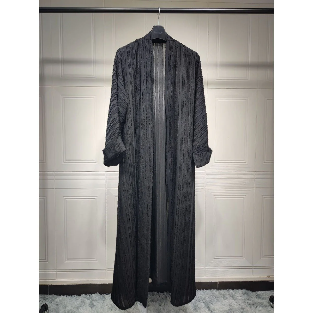 Vintage Knitted Cardigan Abaya | Modest Longline Open Front Jacket for Women (MOA217) - Image 9