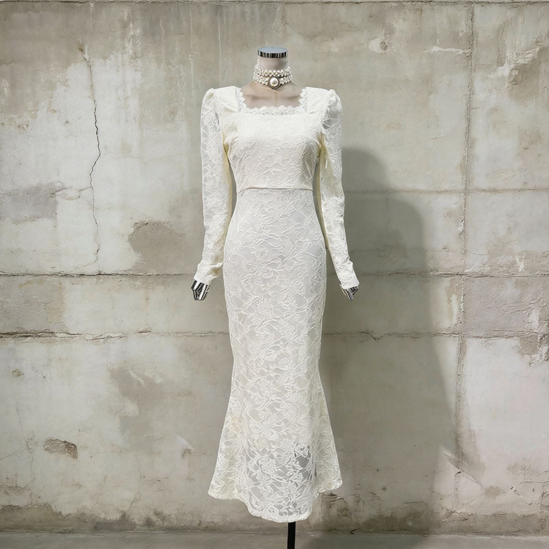 Vintage Lace Fishtail Dress (MS394) - Image 4