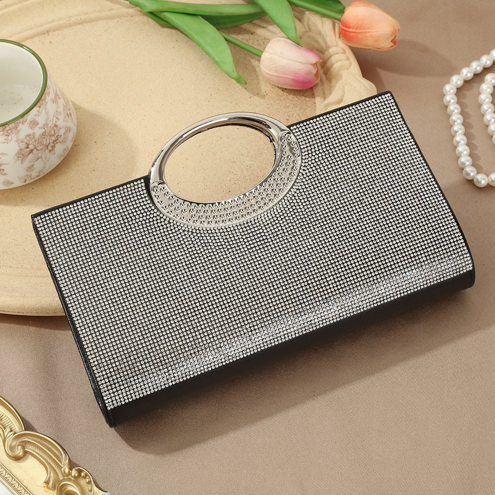 Vintage Large Circular Handle Rhinestone Sparkly Clutch Bag(MAC430) - Image 11