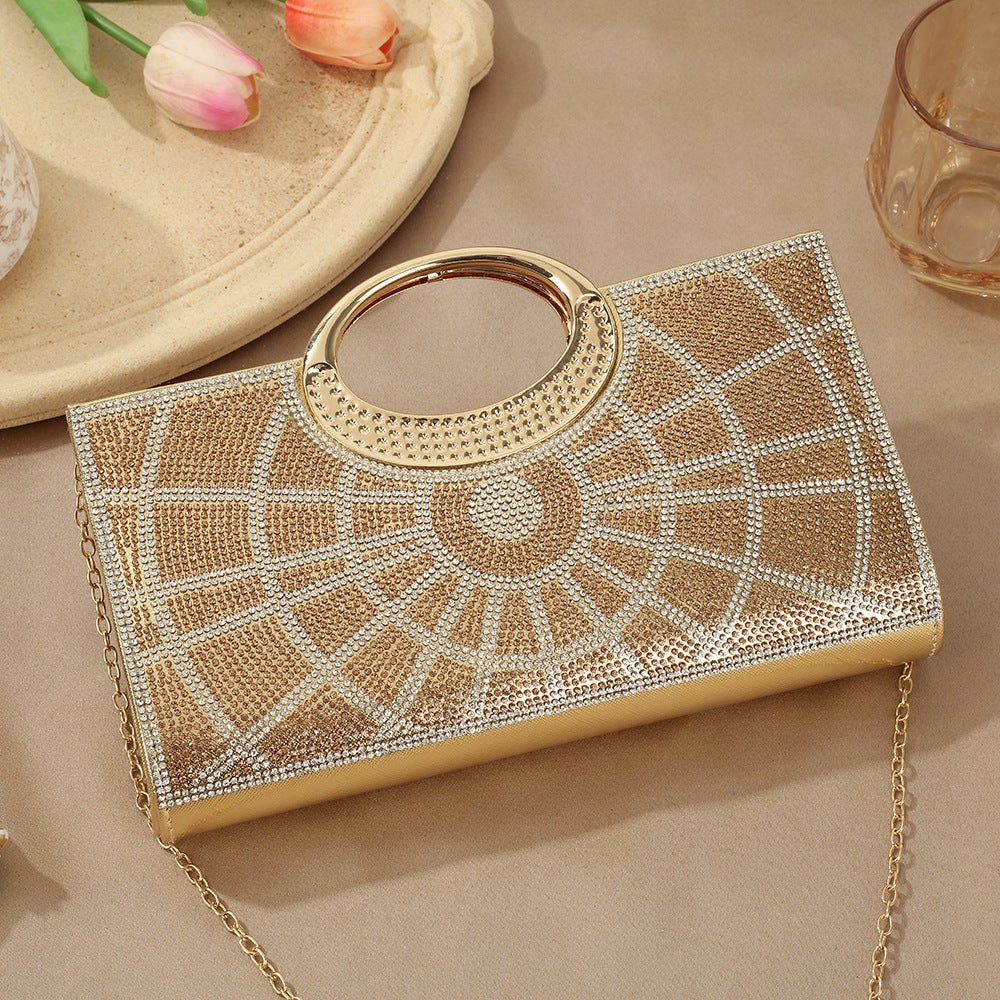 Vintage Large Circular Handle Rhinestone Sparkly Clutch Bag(MAC430) - Image 12