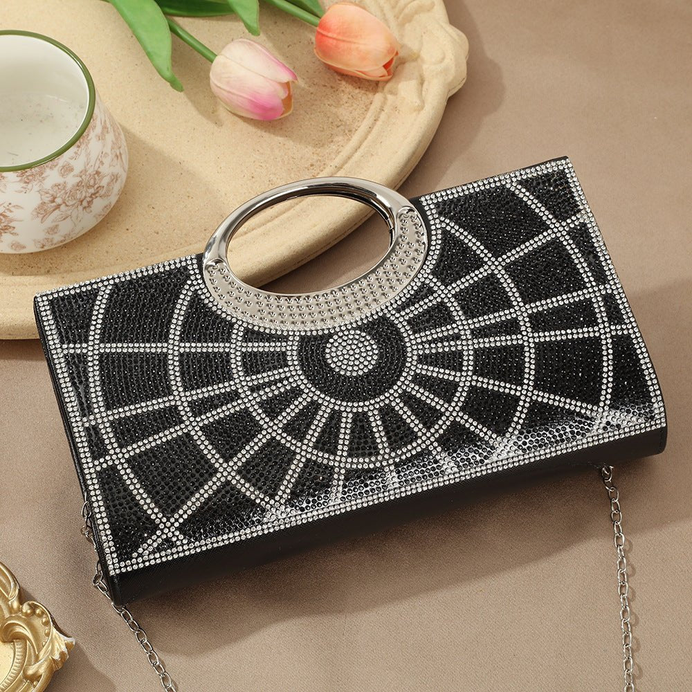 Vintage Large Circular Handle Rhinestone Sparkly Clutch Bag(MAC430) - Image 13