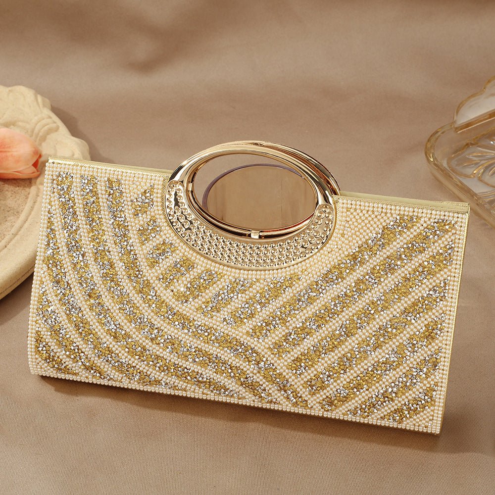 Vintage Large Circular Handle Rhinestone Sparkly Clutch Bag(MAC430) - Image 16