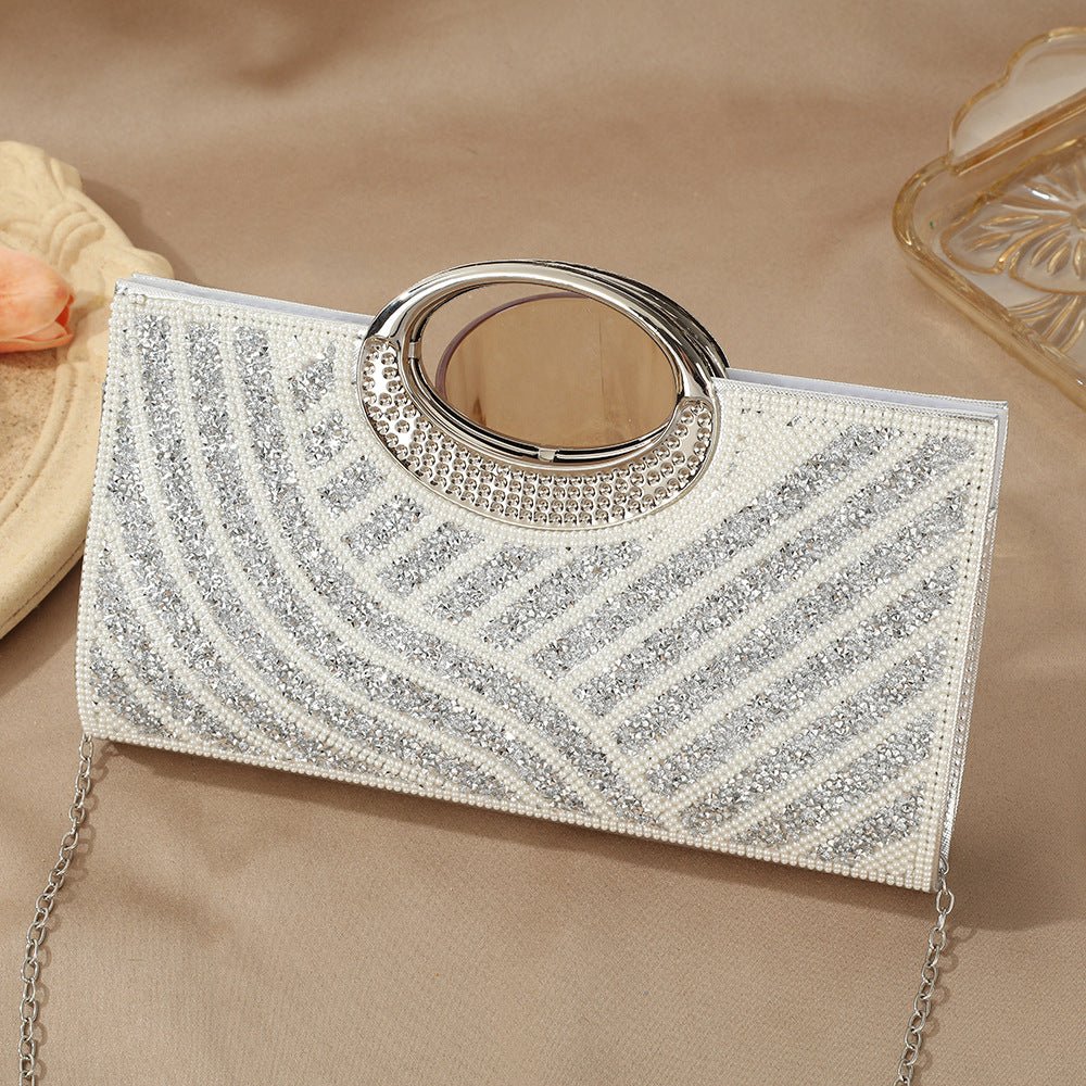 Vintage Large Circular Handle Rhinestone Sparkly Clutch Bag(MAC430) - Image 17