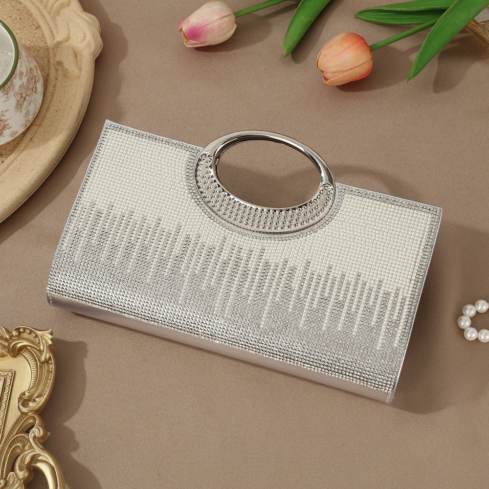 Vintage Large Circular Handle Rhinestone Sparkly Clutch Bag(MAC430) - Image 18