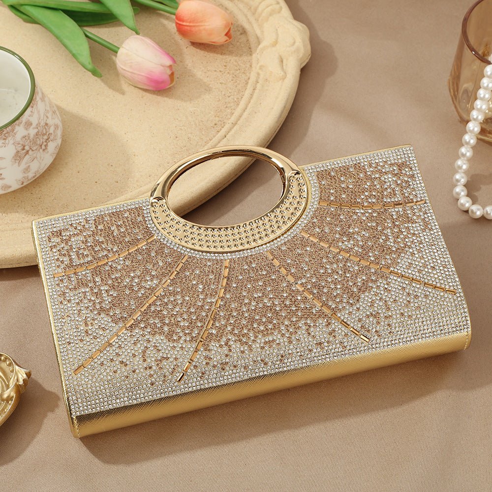 Vintage Large Circular Handle Rhinestone Sparkly Clutch Bag(MAC430) - Image 20