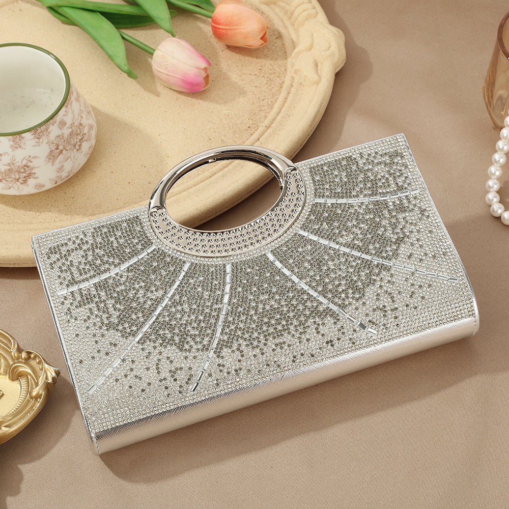 Vintage Large Circular Handle Rhinestone Sparkly Clutch Bag(MAC430) - Image 21