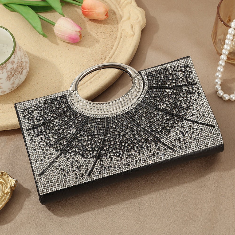 Vintage Large Circular Handle Rhinestone Sparkly Clutch Bag(MAC430) - Image 22