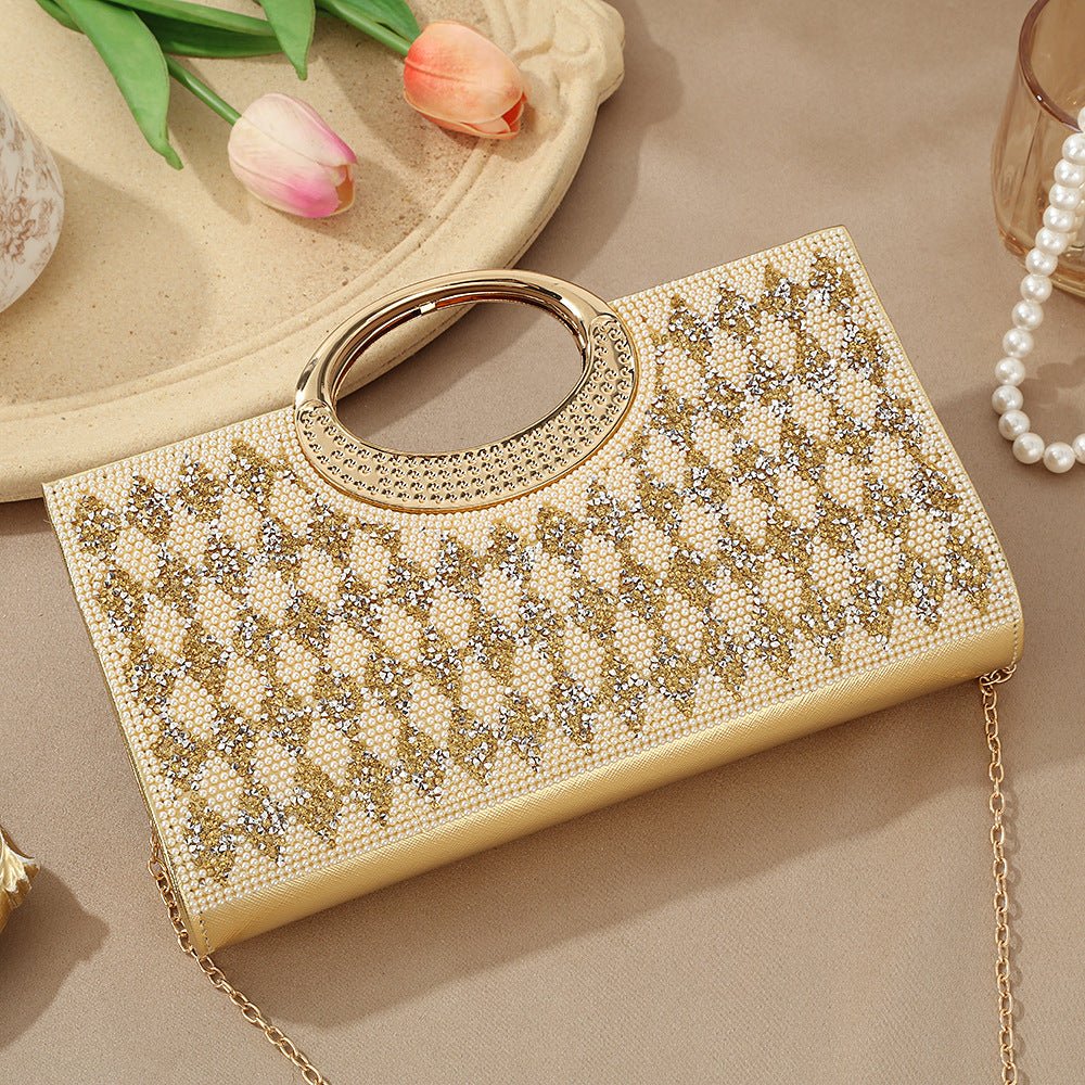 Vintage Large Circular Handle Rhinestone Sparkly Clutch Bag(MAC430) - Image 23
