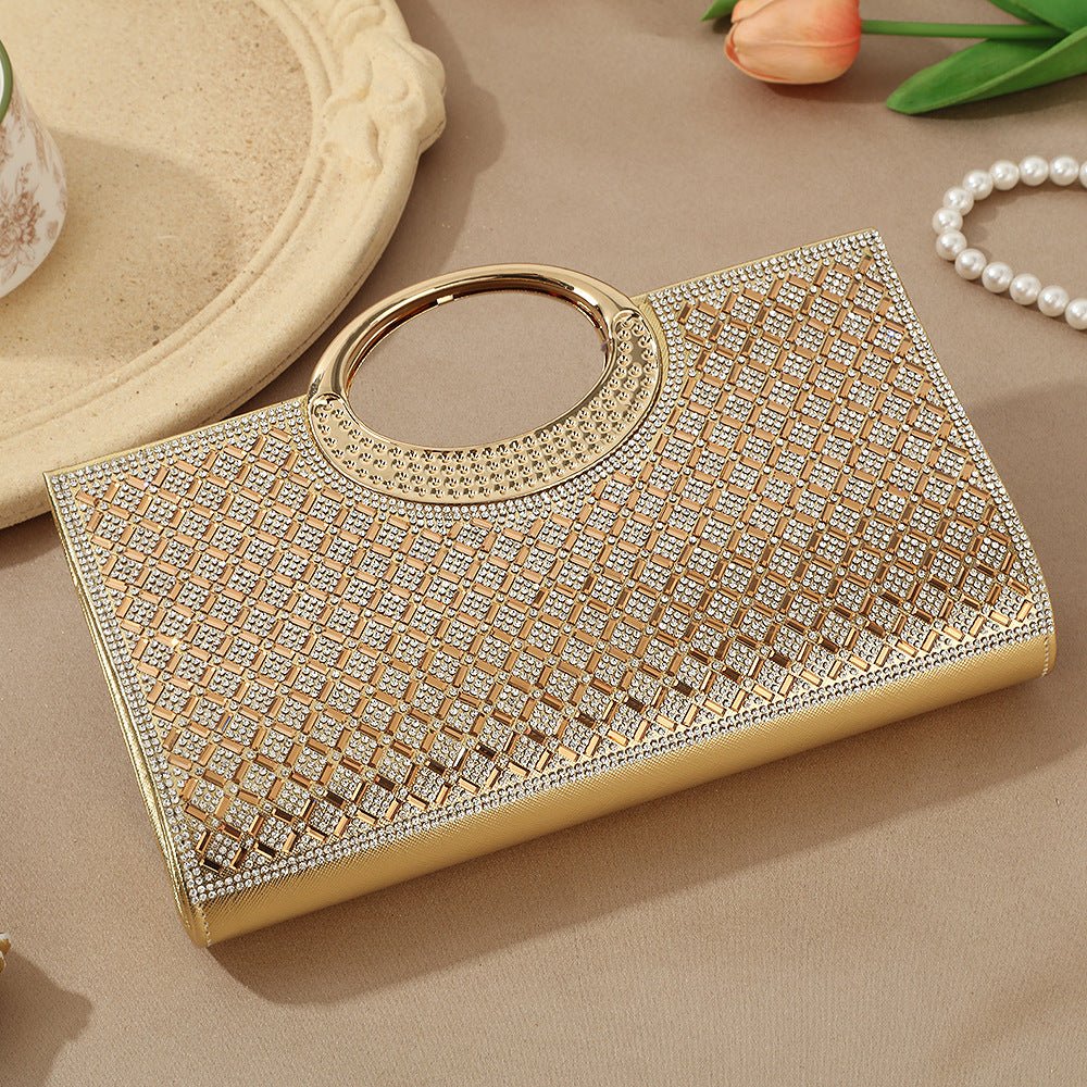 Vintage Large Circular Handle Rhinestone Sparkly Clutch Bag(MAC430) - Image 25