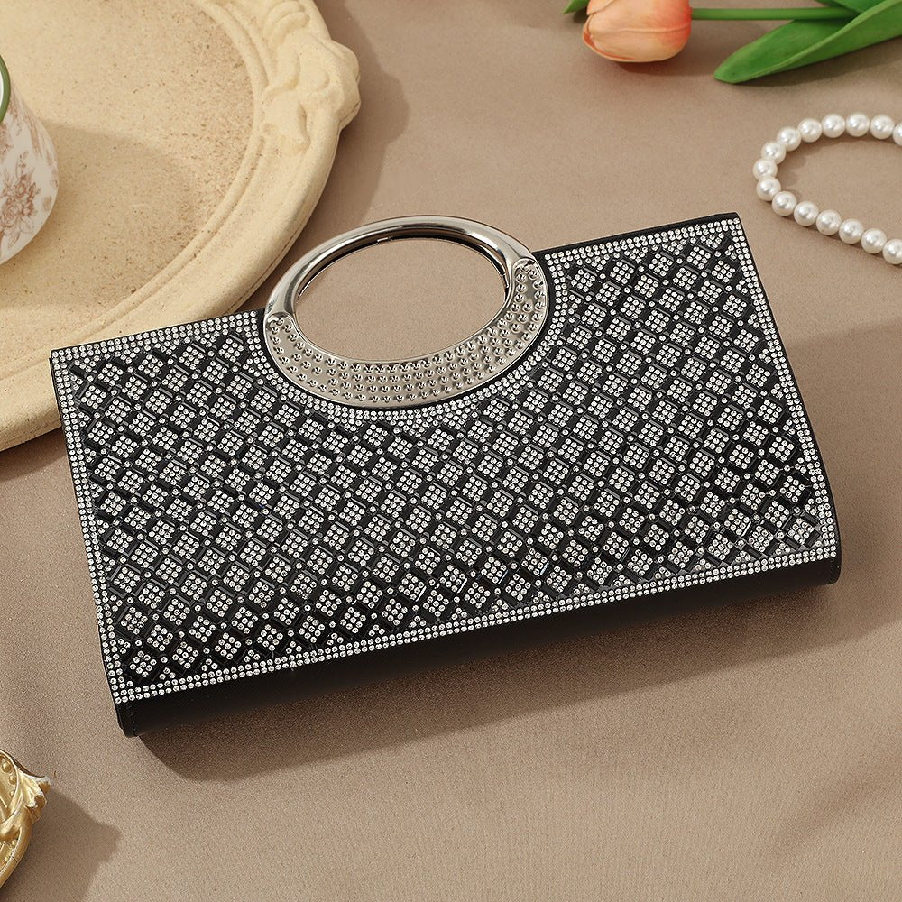 Vintage Large Circular Handle Rhinestone Sparkly Clutch Bag(MAC430) - Image 27