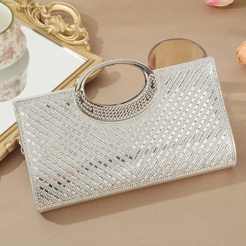 Vintage Large Circular Handle Rhinestone Sparkly Clutch Bag(MAC430) - Image 32