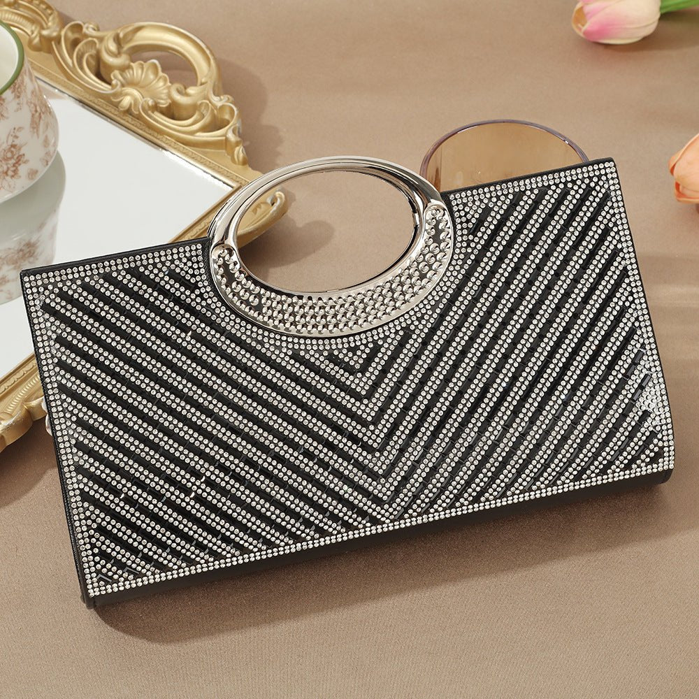 Vintage Large Circular Handle Rhinestone Sparkly Clutch Bag(MAC430) - Image 33