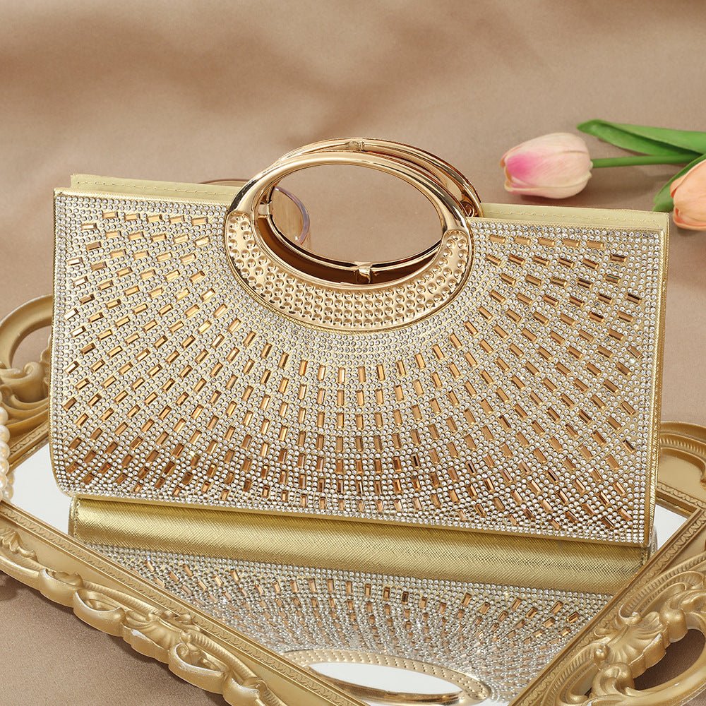 Vintage Large Circular Handle Rhinestone Sparkly Clutch Bag(MAC430) - Image 34