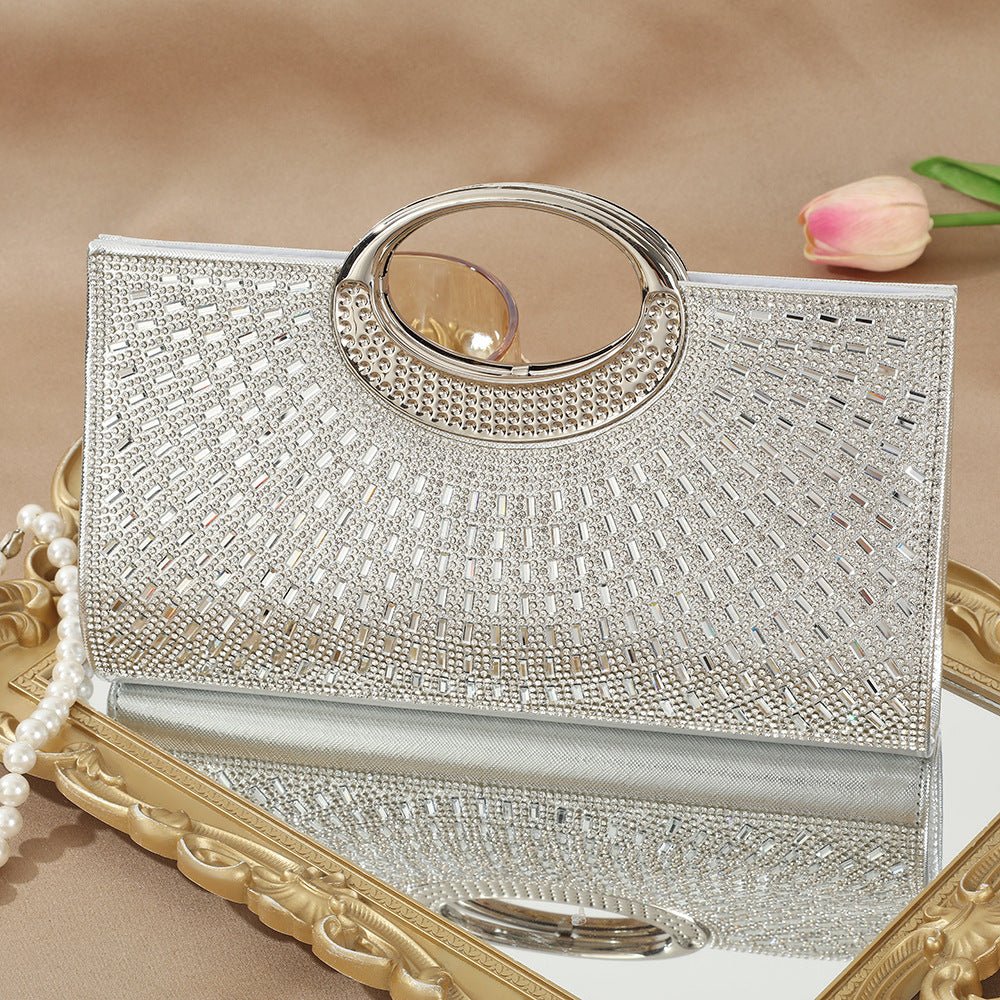 Vintage Large Circular Handle Rhinestone Sparkly Clutch Bag(MAC430) - Image 35