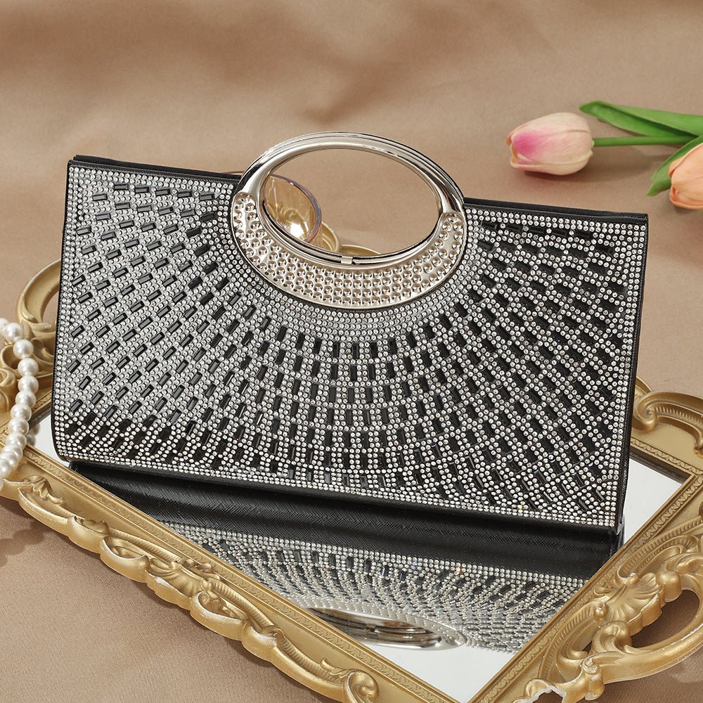 Vintage Large Circular Handle Rhinestone Sparkly Clutch Bag(MAC430) - Image 36