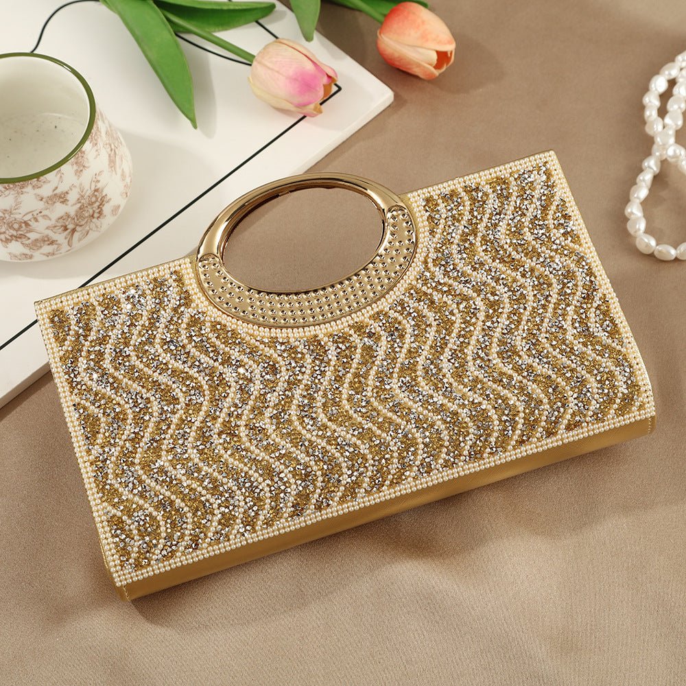 Vintage Large Circular Handle Rhinestone Sparkly Clutch Bag(MAC430) - Image 37