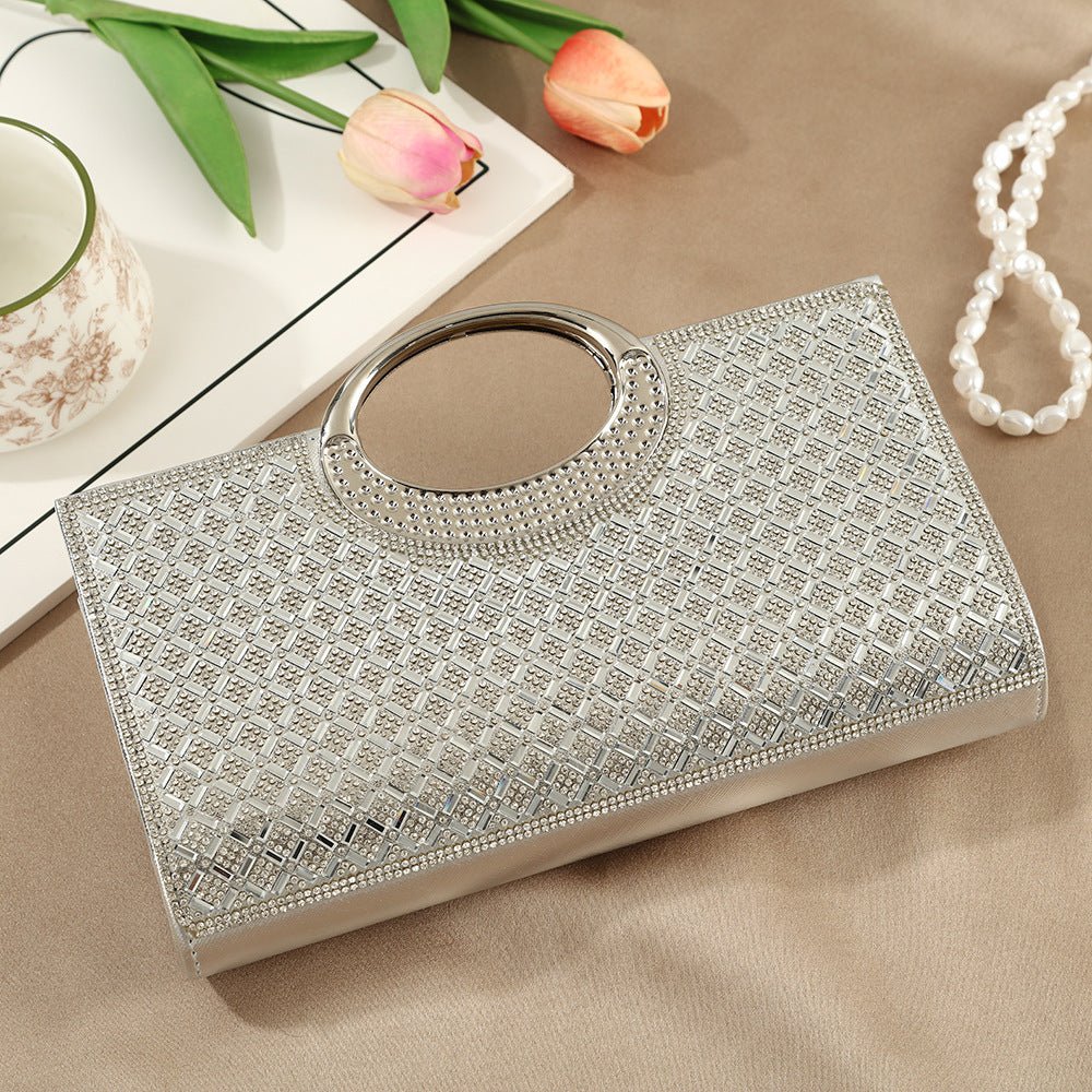 Vintage Large Circular Handle Rhinestone Sparkly Clutch Bag(MAC430) - Image 39