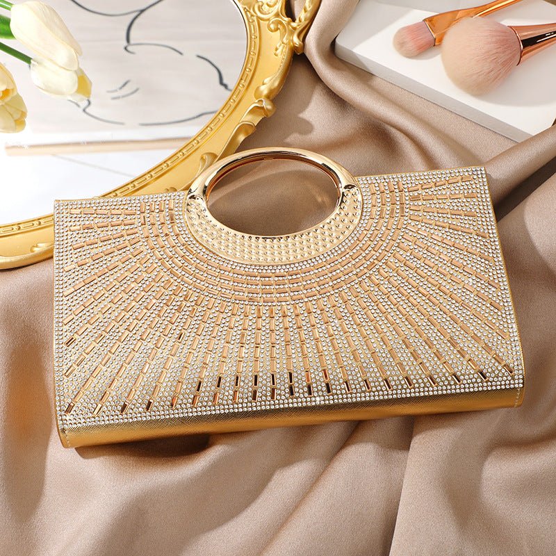 Vintage Large Circular Handle Rhinestone Sparkly Clutch Bag(MAC430) - Image 4