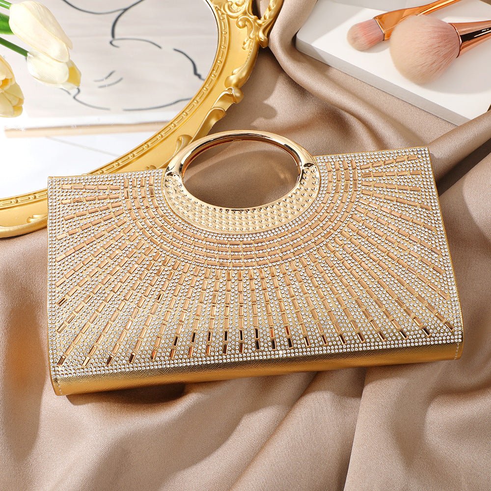 Vintage Large Circular Handle Rhinestone Sparkly Clutch Bag(MAC430) - Image 40