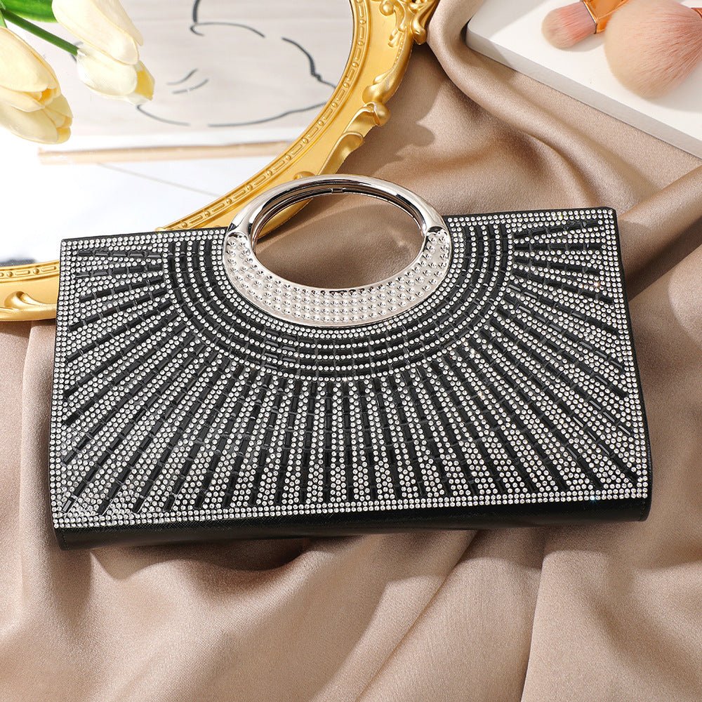 Vintage Large Circular Handle Rhinestone Sparkly Clutch Bag(MAC430) - Image 42
