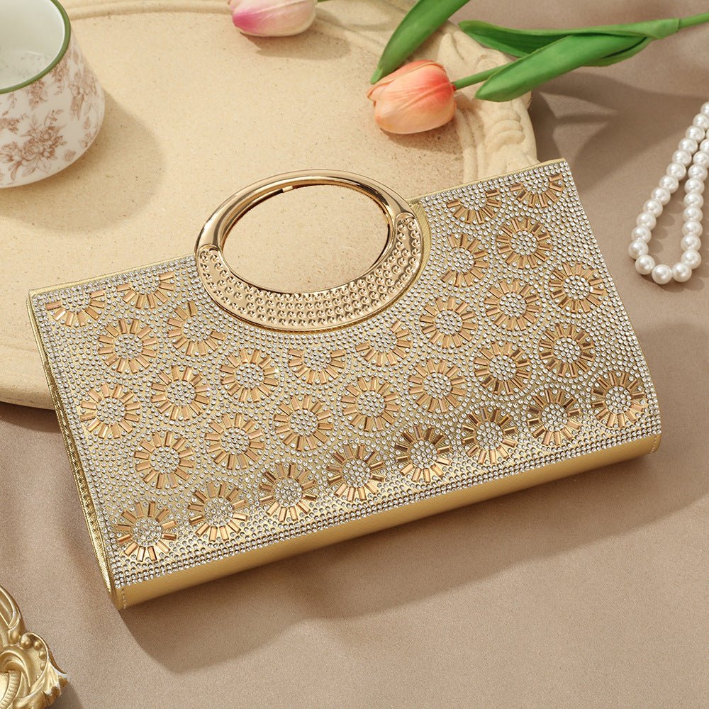 Vintage Large Circular Handle Rhinestone Sparkly Clutch Bag(MAC430) - Image 5