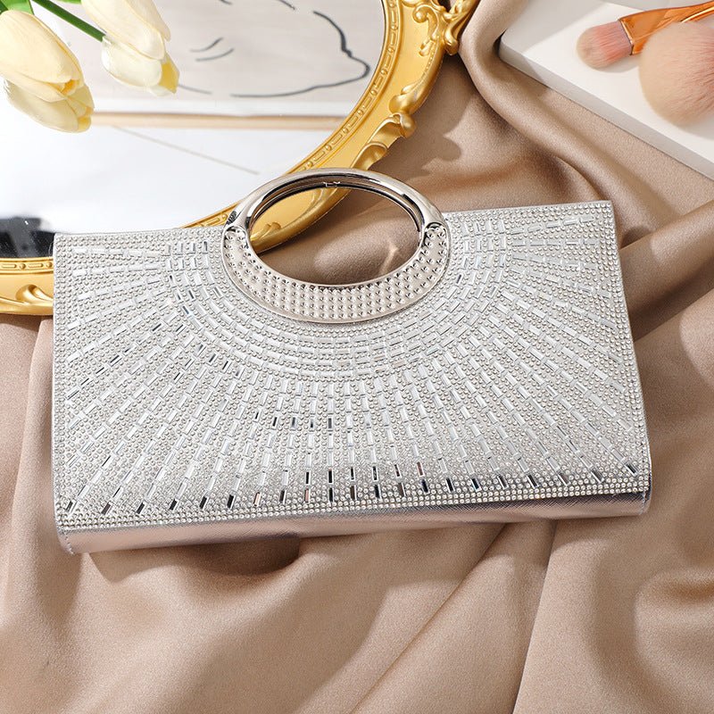 Vintage Large Circular Handle Rhinestone Sparkly Clutch Bag(MAC430) - Image 6
