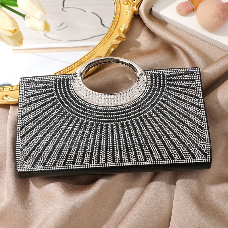 Vintage Large Circular Handle Rhinestone Sparkly Clutch Bag(MAC430) - Image 8