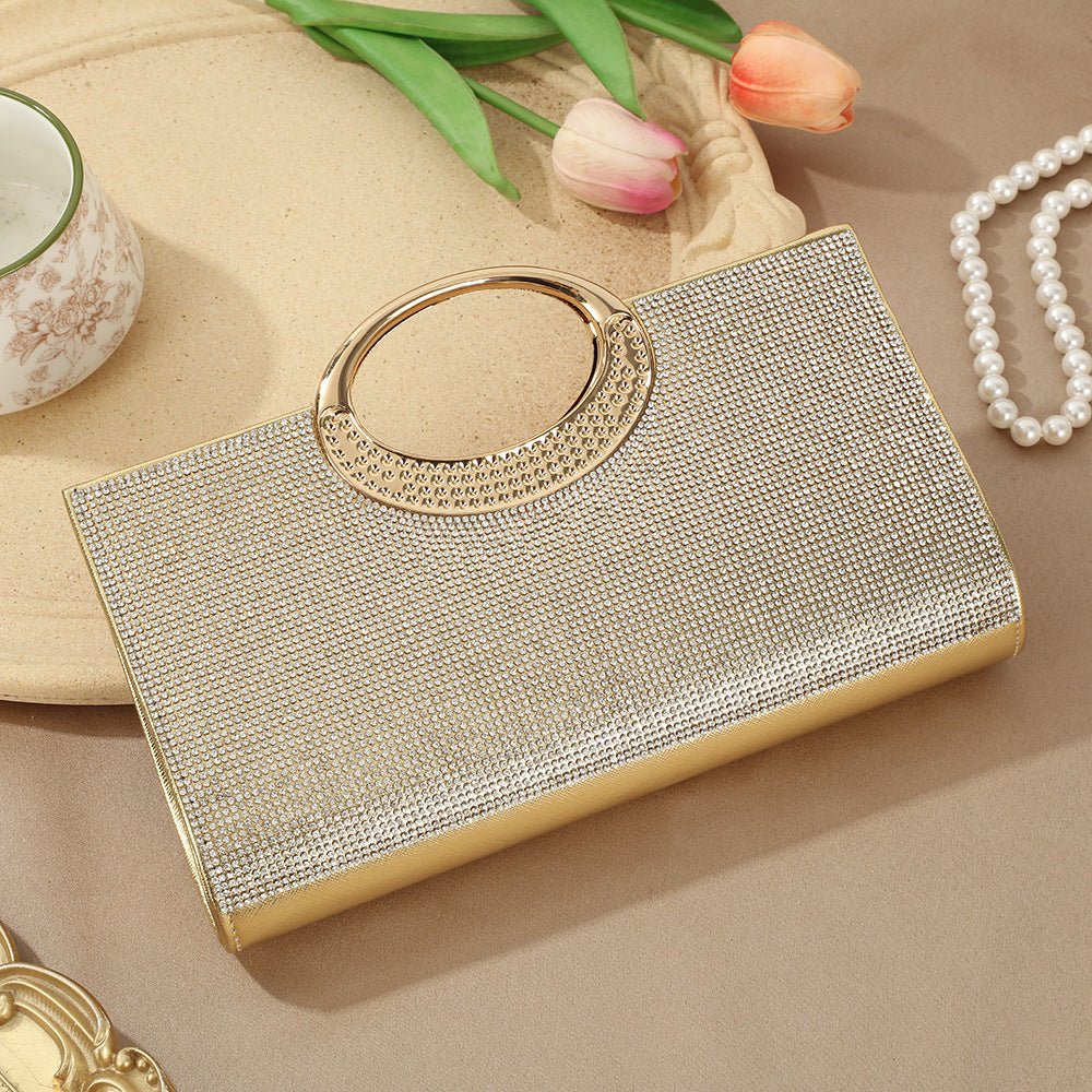 Vintage Large Circular Handle Rhinestone Sparkly Clutch Bag(MAC430) - Image 9