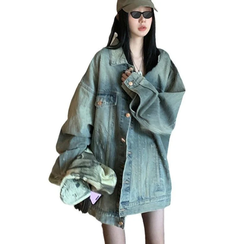 Vintage Oversized Denim Jacket | Loose Fit Casual Jean Jacket(MS150) - Image 5