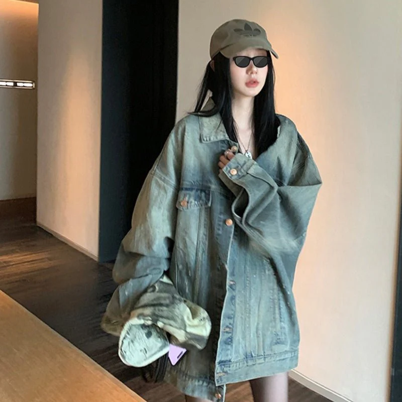 Vintage Oversized Denim Jacket | Loose Fit Casual Jean Jacket(MS150) - Image 6
