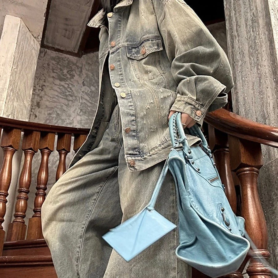 Vintage Oversized Denim Jacket | Loose Fit Casual Jean Jacket(MS150) - Image 7