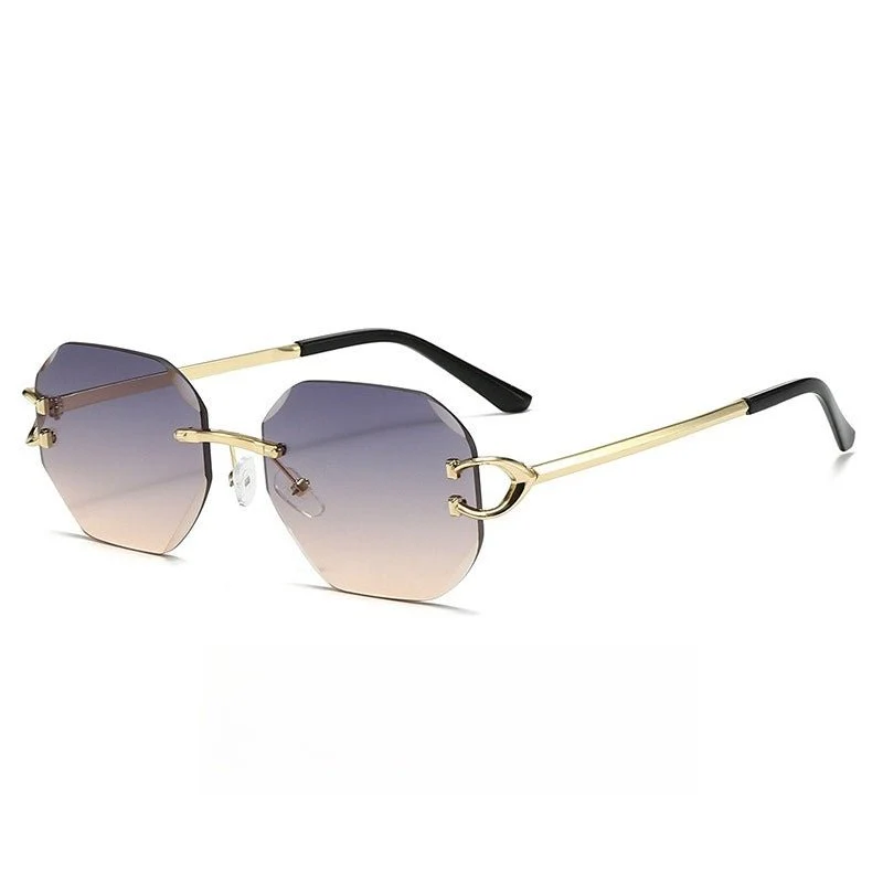 Vintage Rimless Cut Edge Sunglasses - Frameless Polygon Statement Piece (MAC266) - Image 10