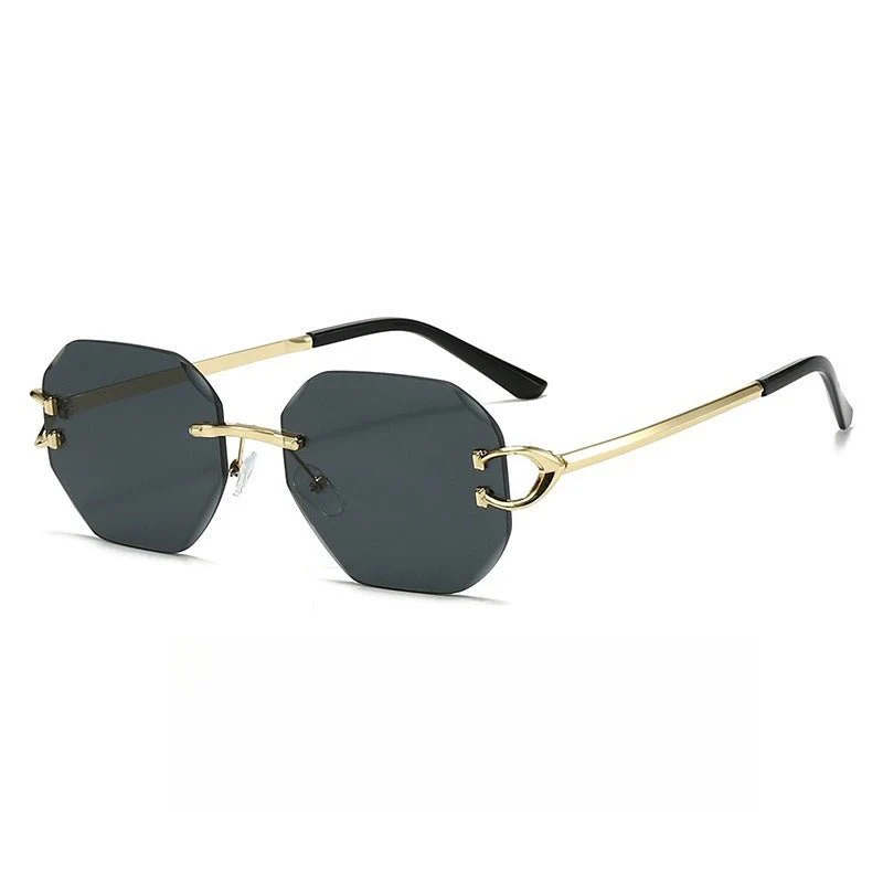 Vintage Rimless Cut Edge Sunglasses - Frameless Polygon Statement Piece (MAC266) - Image 11