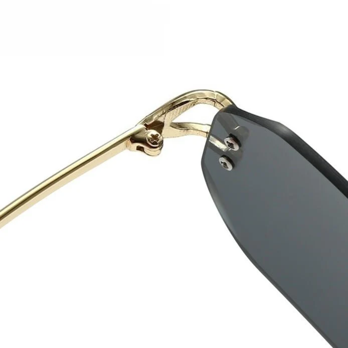 Vintage Rimless Cut Edge Sunglasses - Frameless Polygon Statement Piece (MAC266) - Image 13