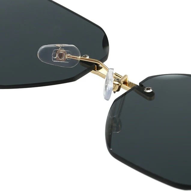 Vintage Rimless Cut Edge Sunglasses - Frameless Polygon Statement Piece (MAC266) - Image 14