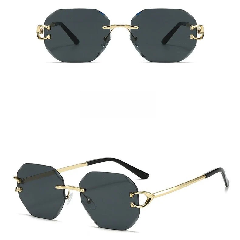 Vintage Rimless Cut Edge Sunglasses - Frameless Polygon Statement Piece (MAC266) - Image 16
