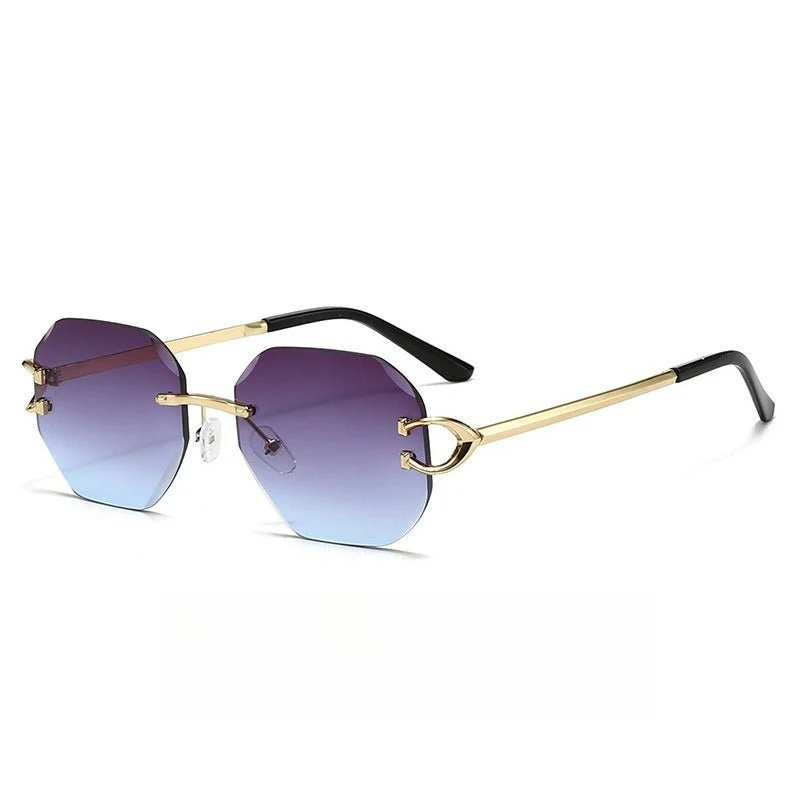Vintage Rimless Cut Edge Sunglasses - Frameless Polygon Statement Piece (MAC266) - Image 6