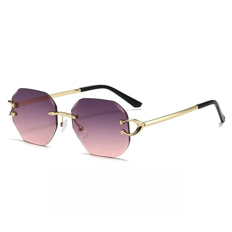 Vintage Rimless Cut Edge Sunglasses - Frameless Polygon Statement Piece (MAC266) - Image 8