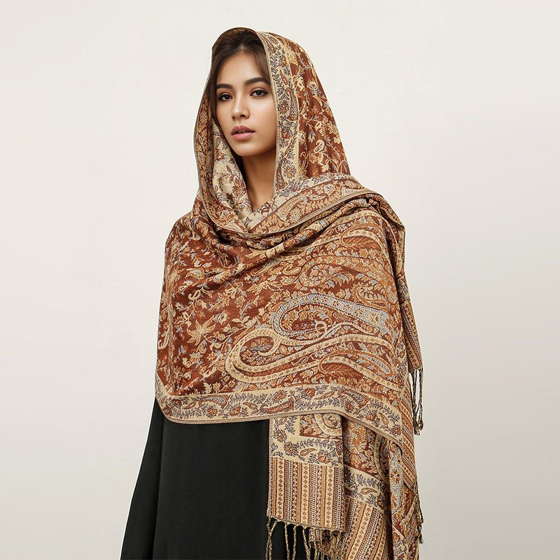 Vintage Shawl Cashew Flower Tassel Hijab (MH101) - Image 11