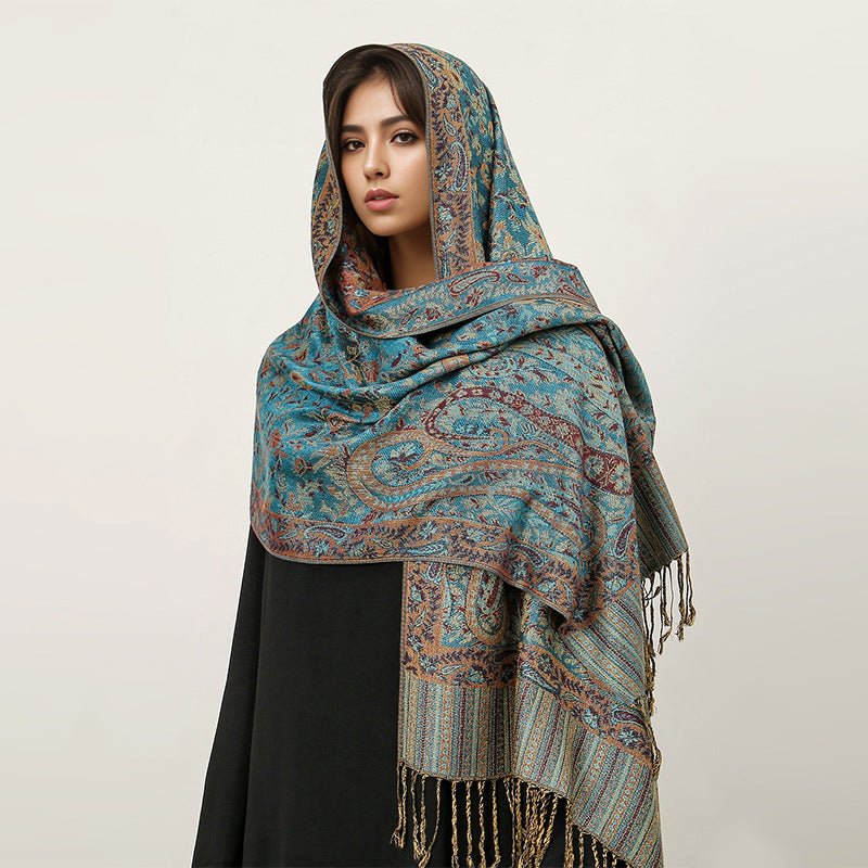 Vintage Shawl Cashew Flower Tassel Hijab (MH101) - Image 12