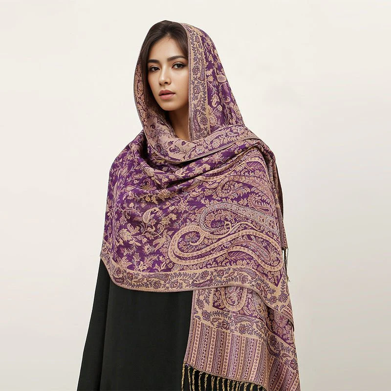 Vintage Shawl Cashew Flower Tassel Hijab (MH101) - Image 14