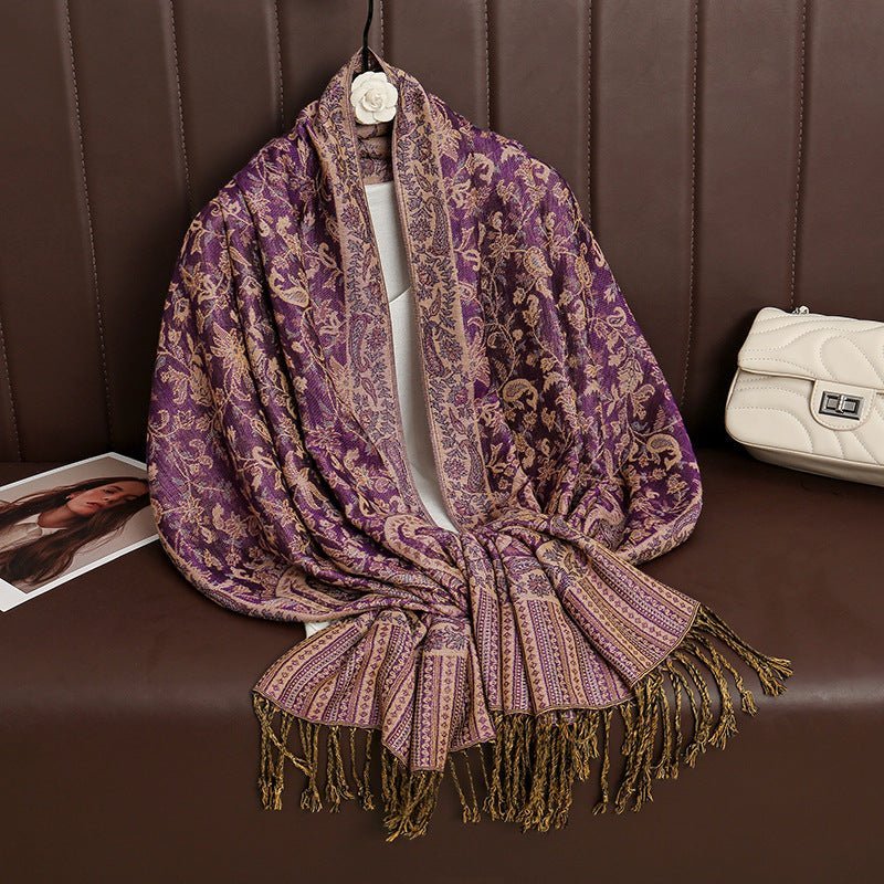 Vintage Shawl Cashew Flower Tassel Hijab (MH101) - Image 15