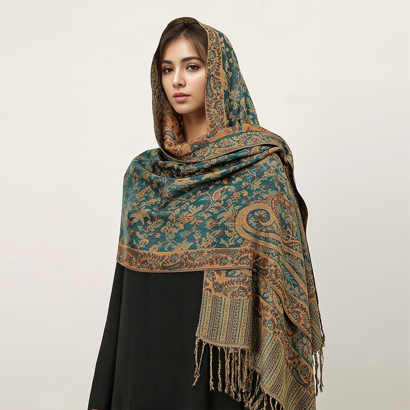 Vintage Shawl Cashew Flower Tassel Hijab (MH101) - Image 18