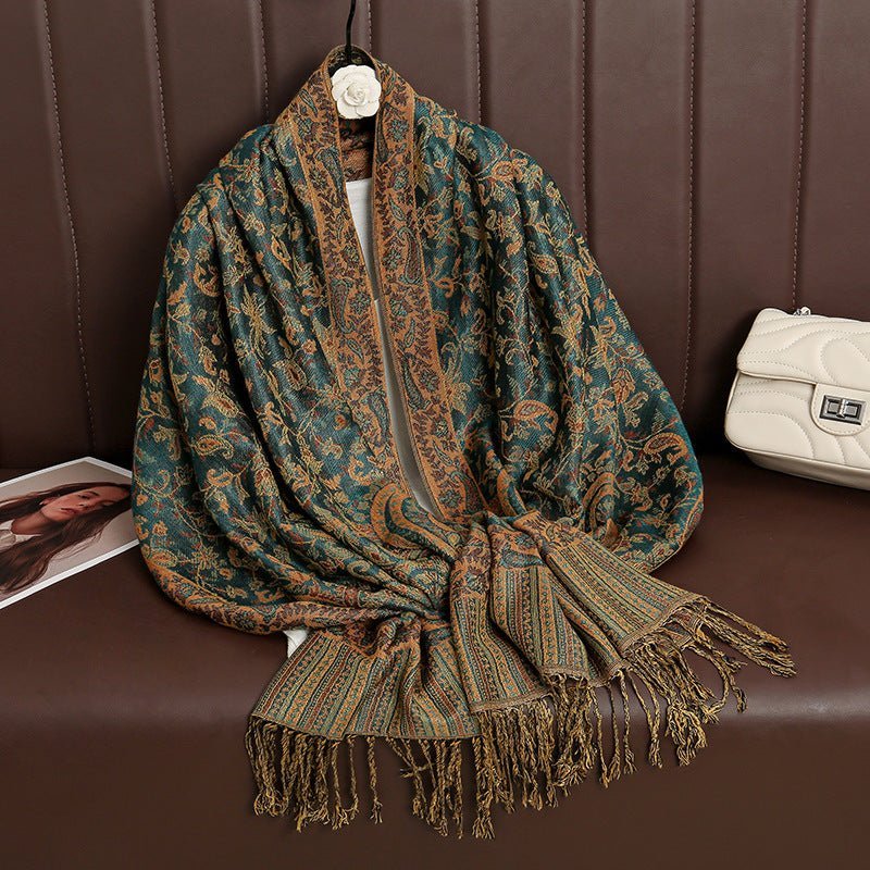 Vintage Shawl Cashew Flower Tassel Hijab (MH101) - Image 19