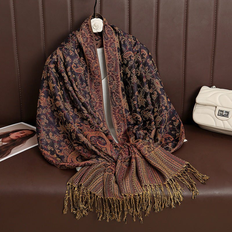 Vintage Shawl Cashew Flower Tassel Hijab (MH101) - Image 23