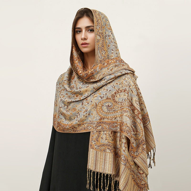 Vintage Shawl Cashew Flower Tassel Hijab (MH101) - Image 24