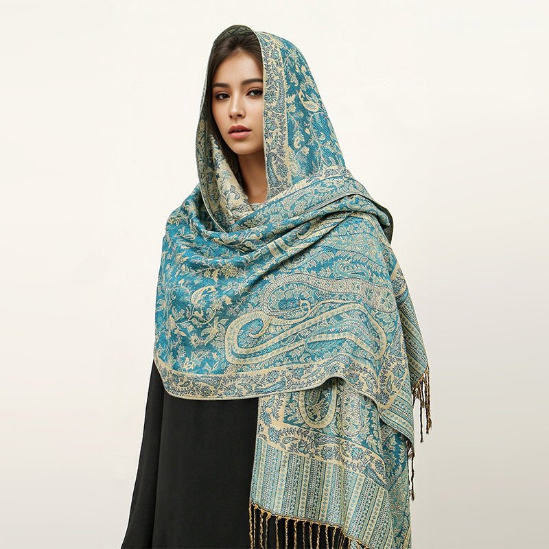 Vintage Shawl Cashew Flower Tassel Hijab (MH101) - Image 25